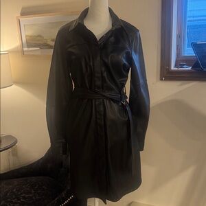 French Connection Black Leather Belted Jacket